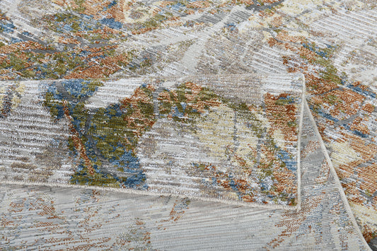 Motto Powerloom Multi Abstract Area Rug - Contemporary Distressed Design