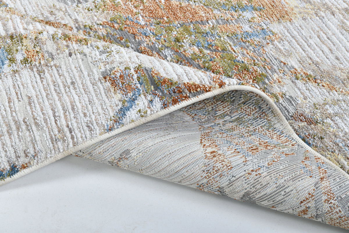 Motto Powerloom Multi Abstract Area Rug - Contemporary Distressed Design