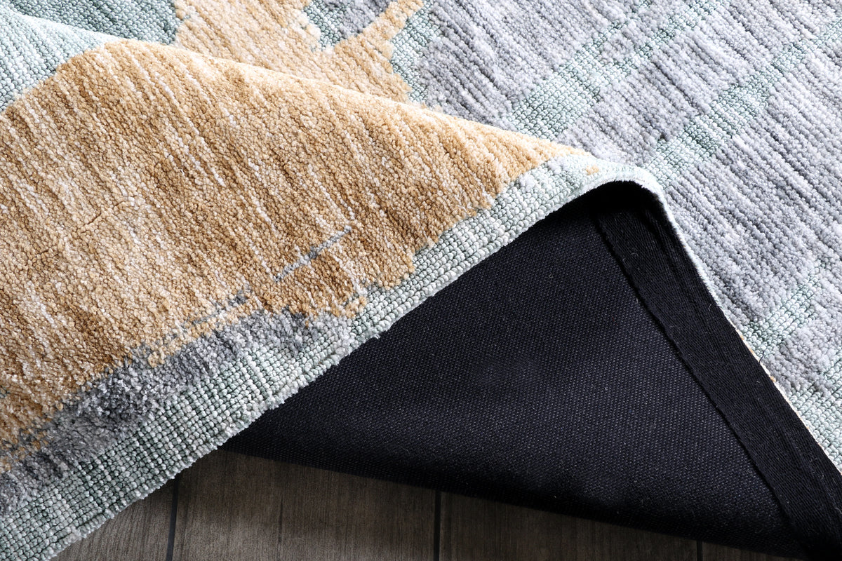 Modern High Low Gold Rugs | Abstract Design
