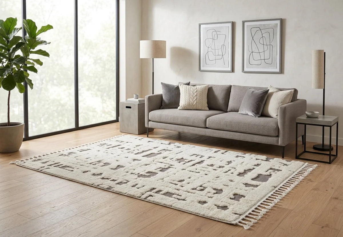 Madu Moroccan Ivory Rugs Abstract Geometric Design
