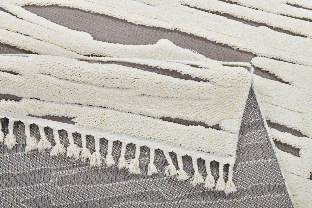 Madu Moroccan Contemporary Powerloom Rugs - Ivory & Cream