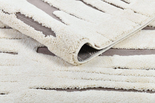 Madu Moroccan Contemporary Powerloom Rugs - Ivory & Cream
