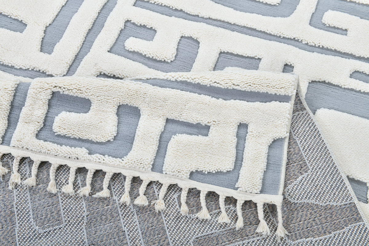 Madu Moroccan Cream & Grey Rugs in  Abstract Design