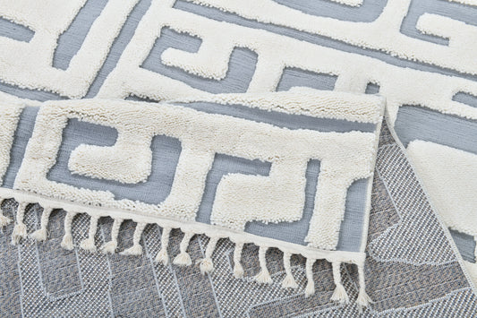 Madu Moroccan Cream & Grey Rugs in  Abstract Design