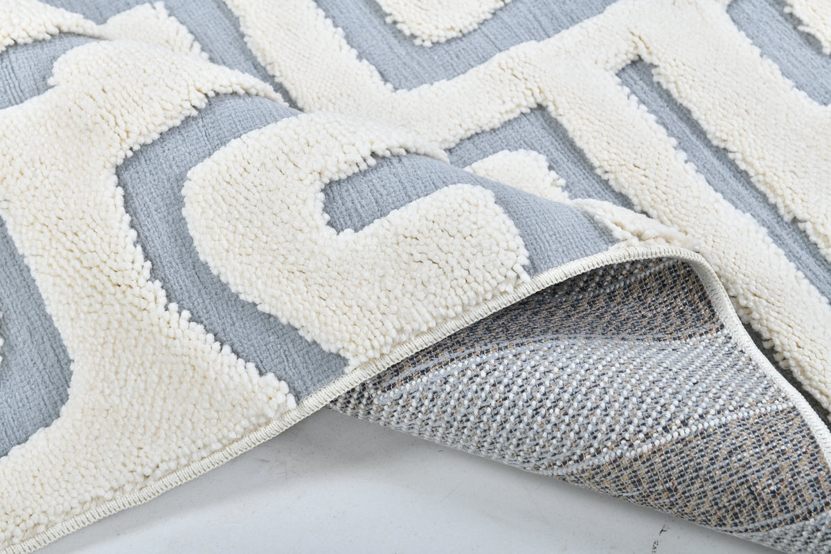 Madu Moroccan Cream & Grey Rugs in  Abstract Design