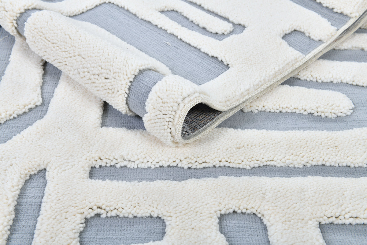 Madu Moroccan Cream & Grey Rugs in  Abstract Design