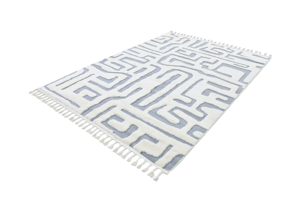 Madu Moroccan Cream & Grey Rugs in  Abstract Design