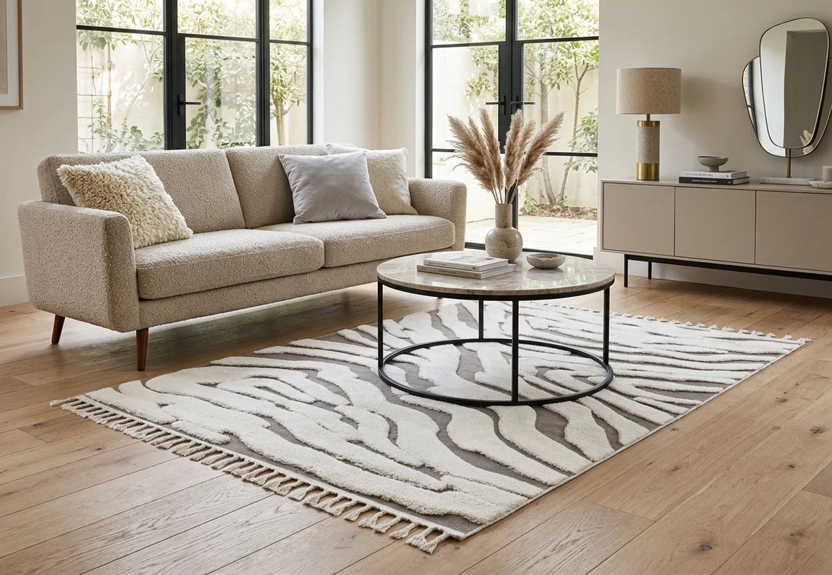 Madu Wavy Style Powerloom Rug -  Moroccan Abstract Design