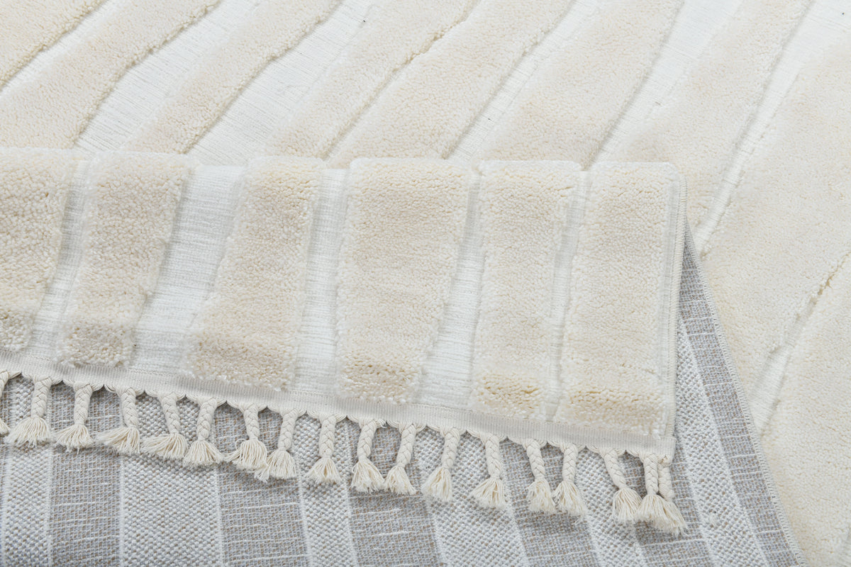 Madu Powerloom Striped Rug with Modern Textured Design