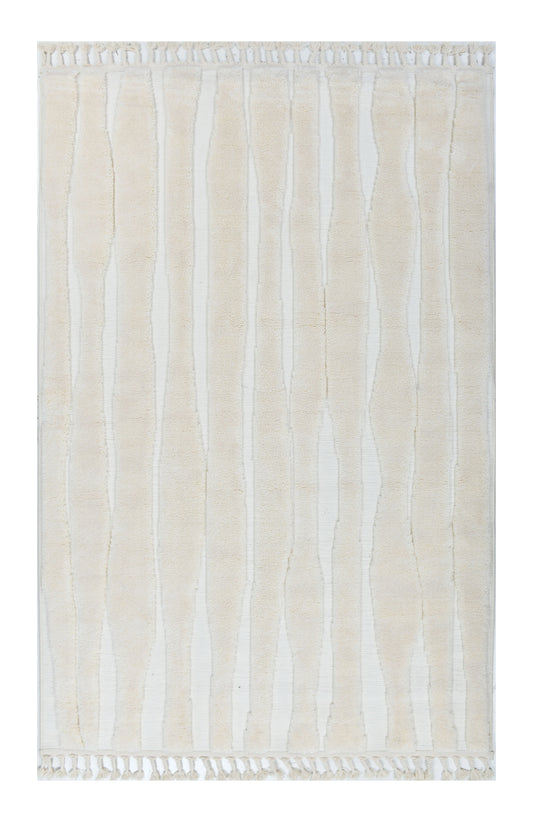 Madu Powerloom Striped Rug with Modern Textured Design