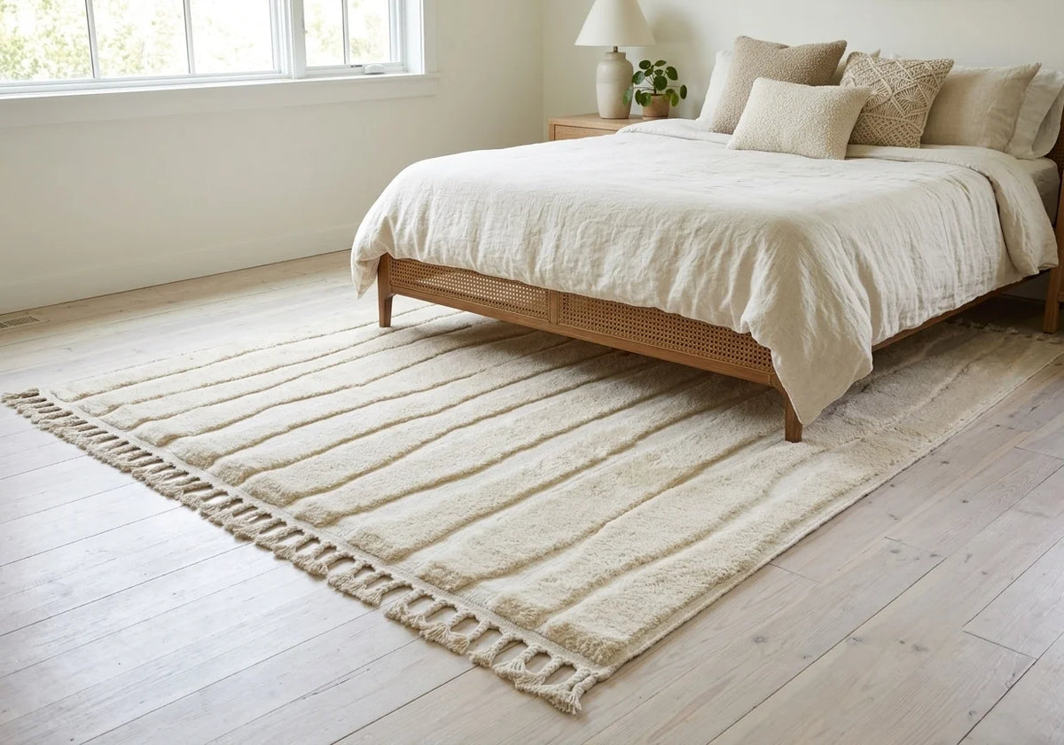 Madu Powerloom Striped Rug with Modern Textured Design