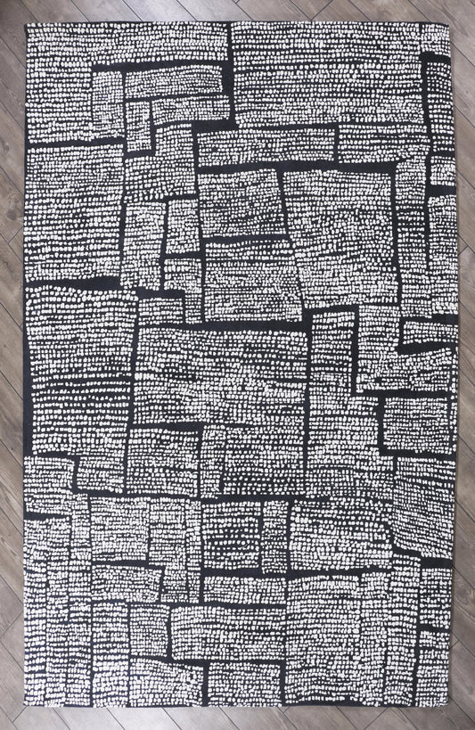 Modern Charcoal Grey Rugs with Abstract Design