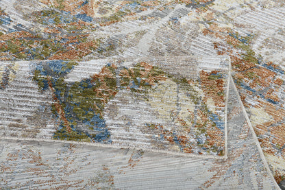 Motto Powerloom Multi Abstract Area Rug - Contemporary Distressed Design