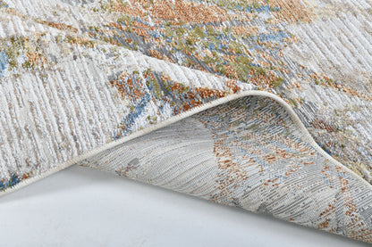 Motto Powerloom Multi Abstract Area Rug - Contemporary Distressed Design
