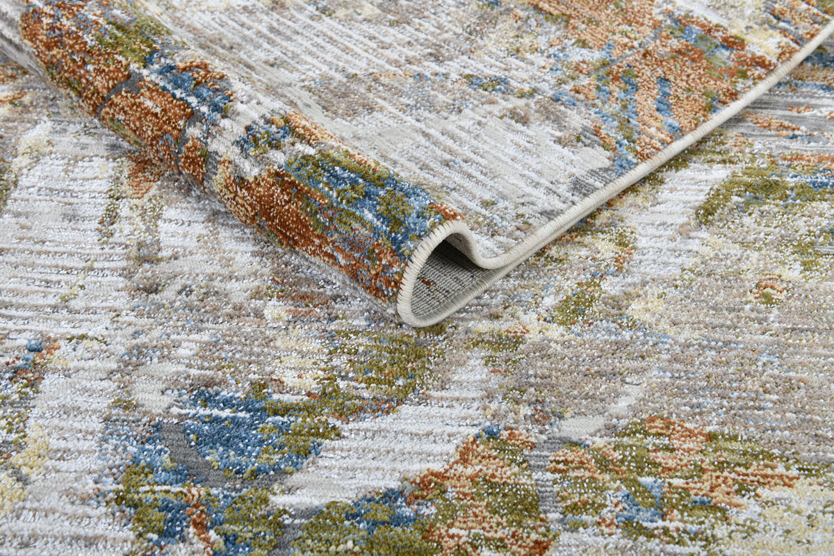 Motto Powerloom Multi Abstract Area Rug - Contemporary Distressed Design