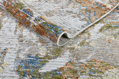 Motto Powerloom Multi Abstract Area Rug - Contemporary Distressed Design
