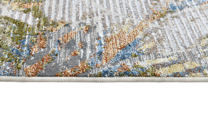Motto Powerloom Multi Abstract Area Rug - Contemporary Distressed Design