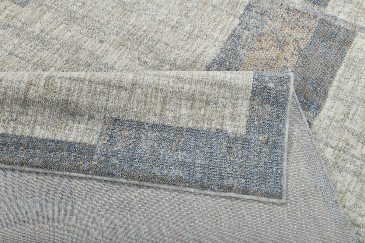 Modern Abstract Sound Powerloom Blue Rug - Geometric Pattern