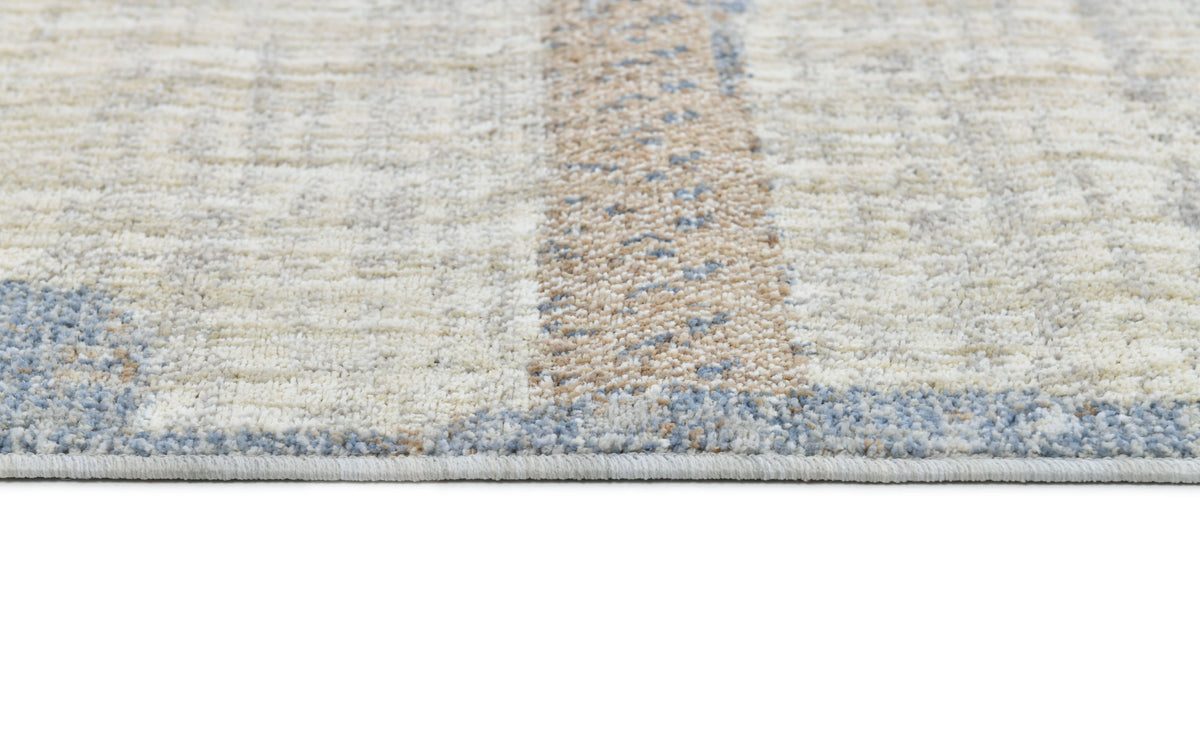 Modern Abstract Sound Powerloom Blue Rug - Geometric Pattern