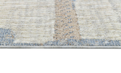 Modern Abstract Sound Powerloom Blue Rug - Geometric Pattern