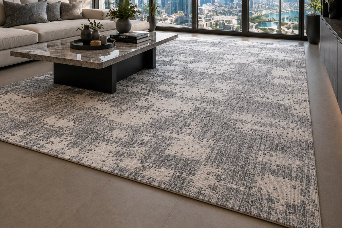 Modern High Low Charcoal Rugs | Abstract pattern