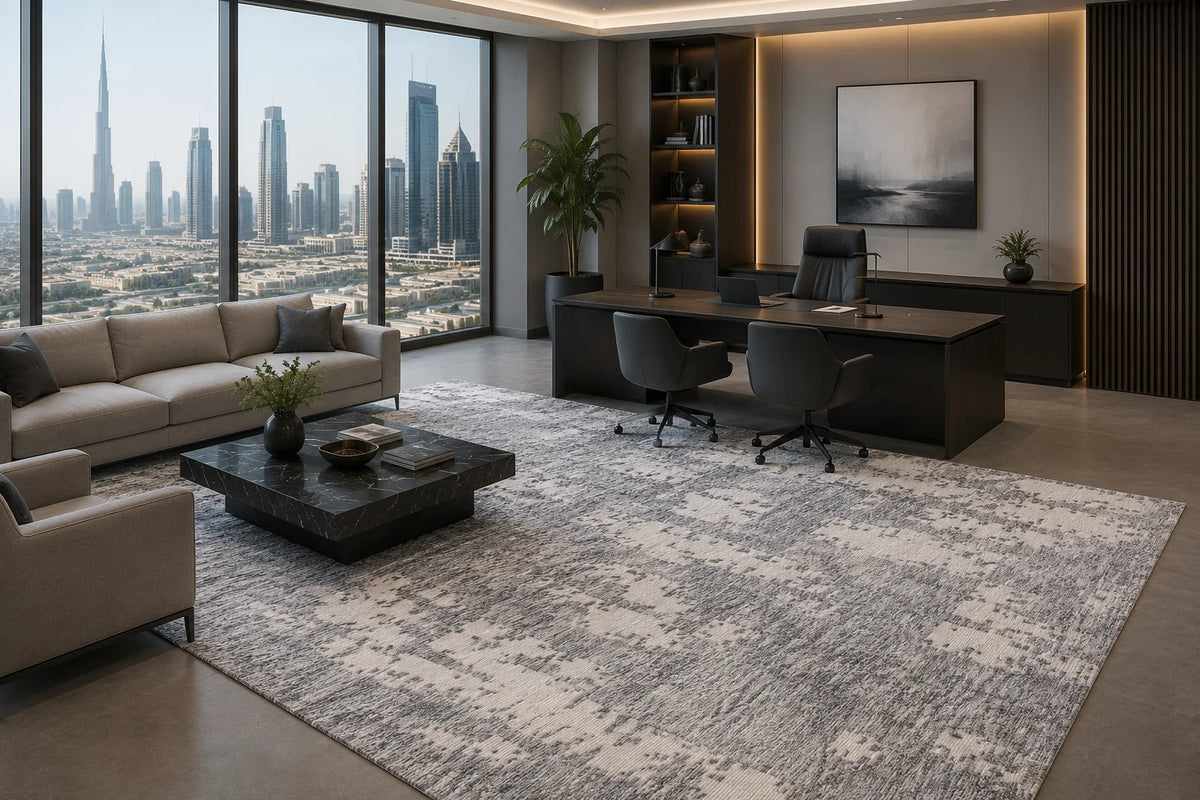 Modern High Low Charcoal Rugs | Abstract pattern