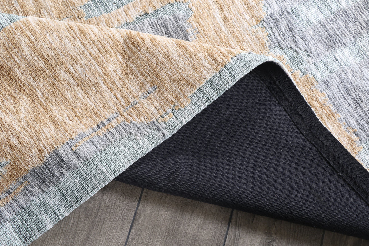 Modern High Low Gold Rugs | Abstract Design