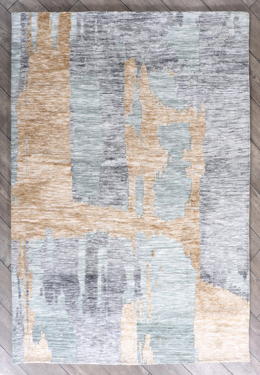 Modern High Low Gold Rugs | Abstract Design