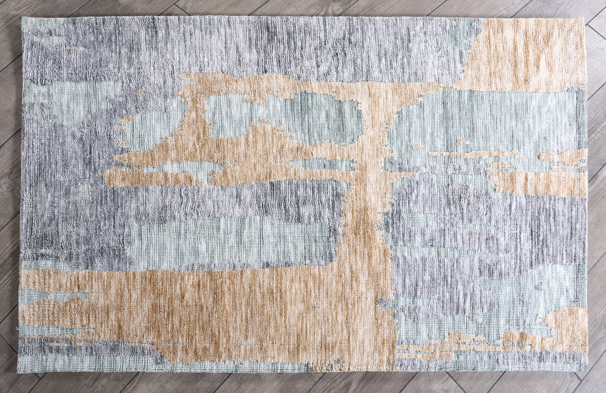 Modern High Low Gold Rugs | Abstract Design