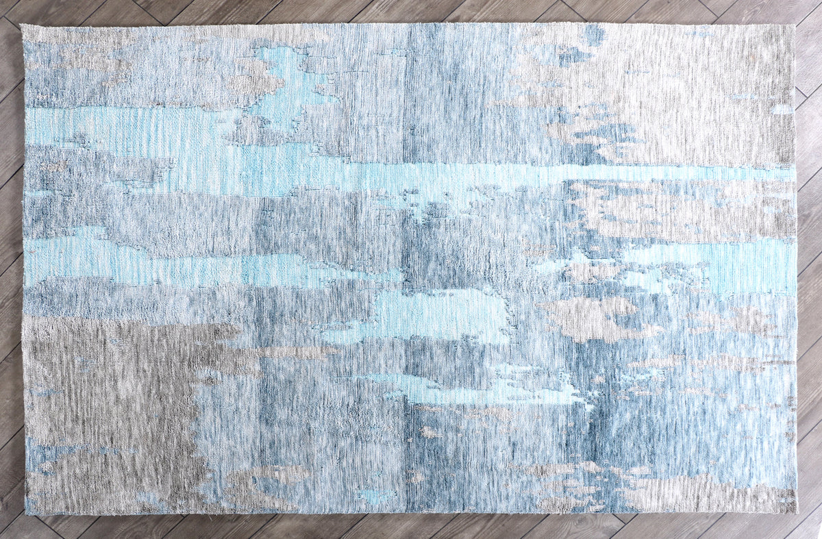 Modern High Low Blue Rugs | Textured pattern