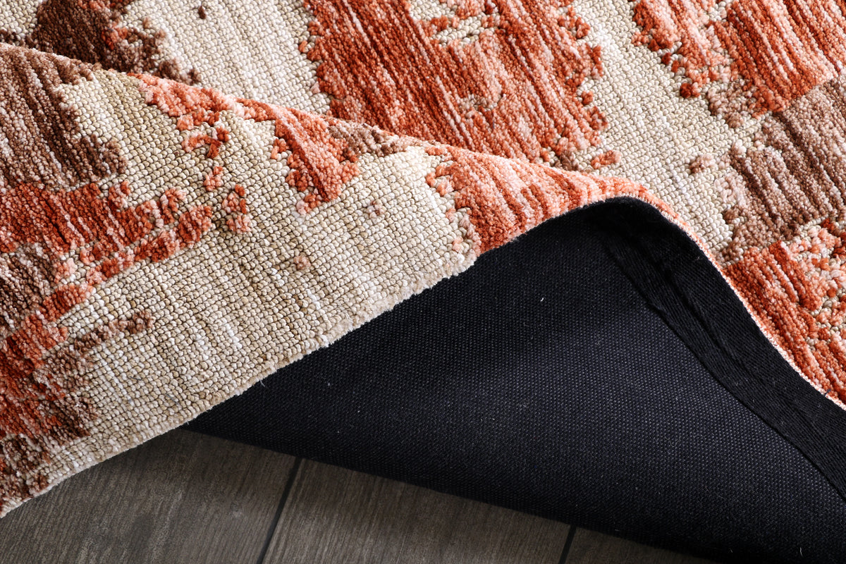 Modern High Low Rust Rugs | Abstract Design