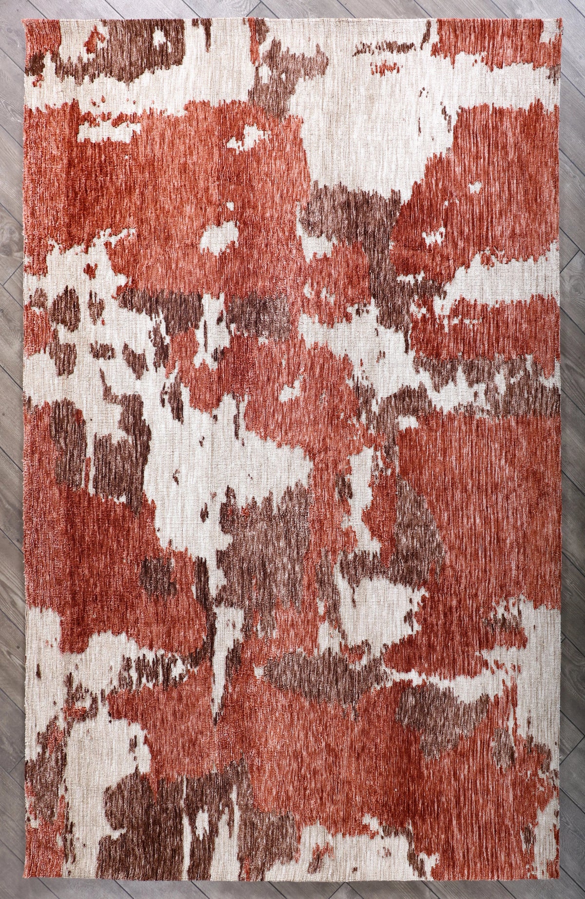 Modern High Low Rust Rugs | Abstract Design