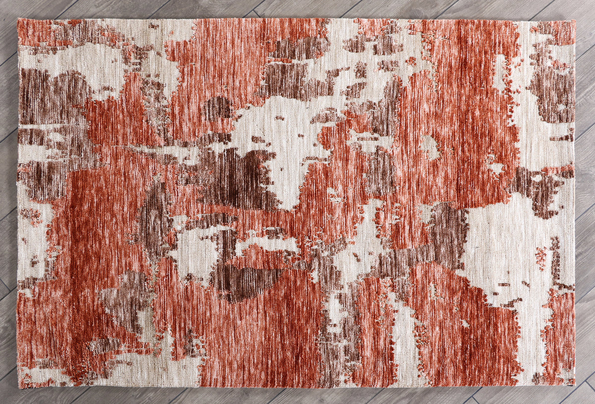 Modern High Low Rust Rugs | Abstract Design