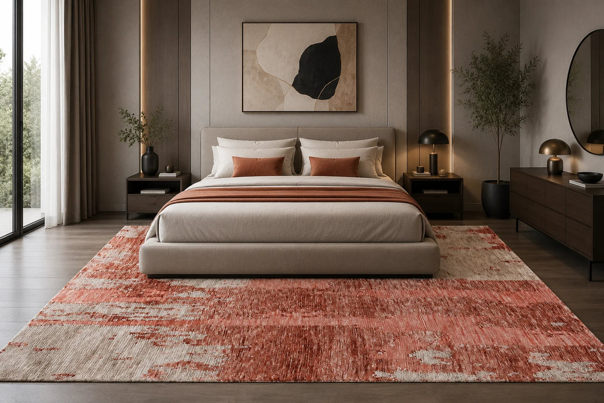 Modern High Low Wine Rugs | Abstract Pattern