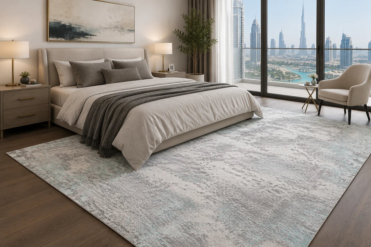 Modern High Low Aqua Rugs | Abstract Pattern