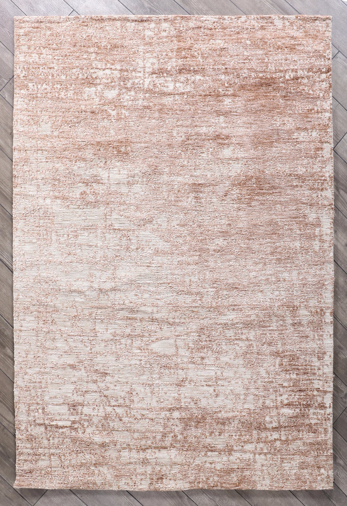 Modern High Low Natural Beige Rug | Textured Pattern