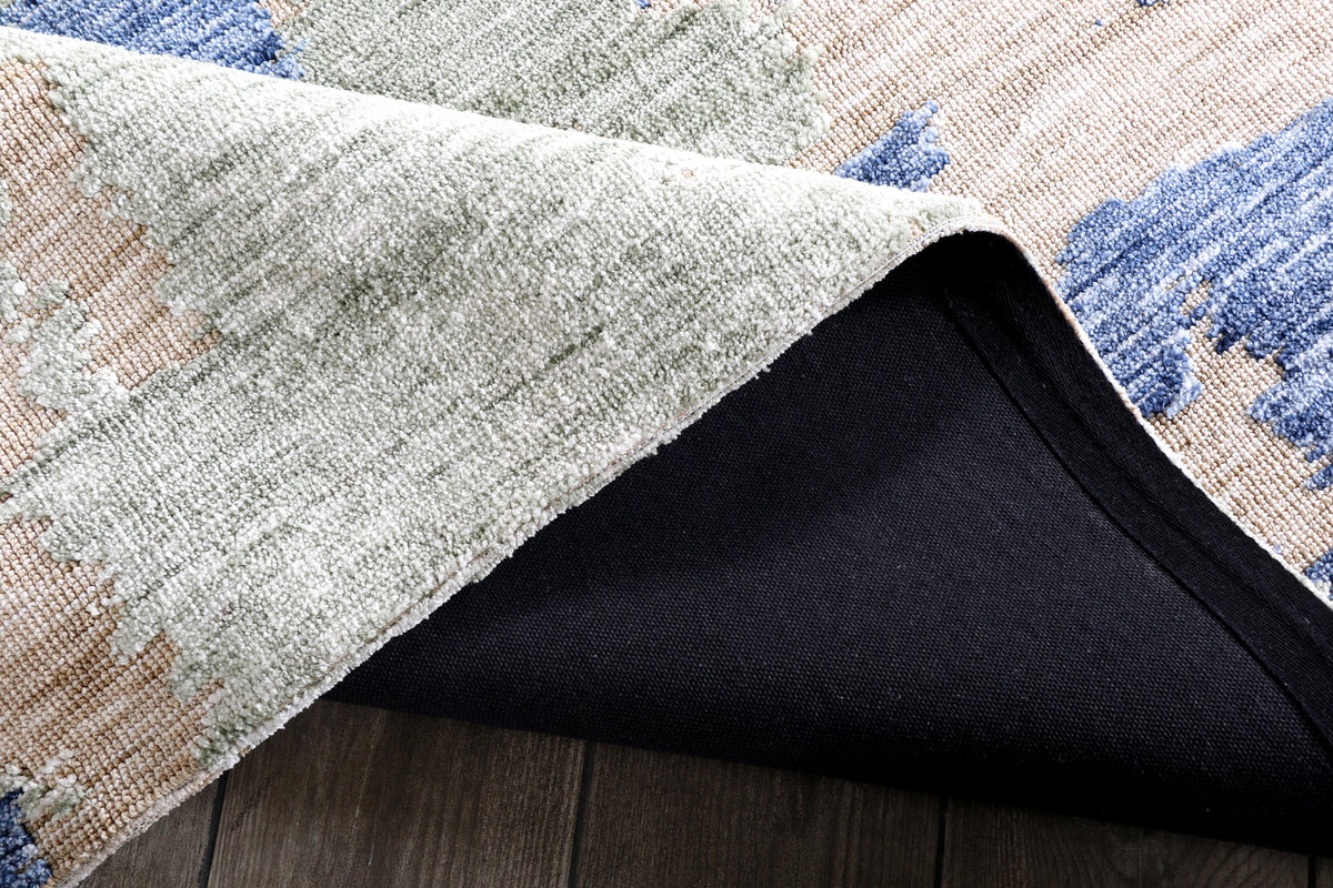 Modern High Low Denim Olive Rugs | Abstract Design