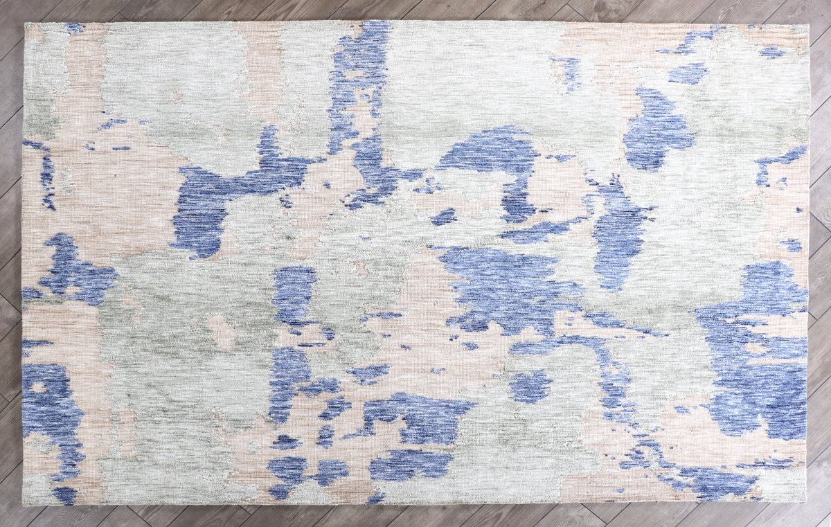 Modern High Low Denim Olive Rugs | Abstract Design