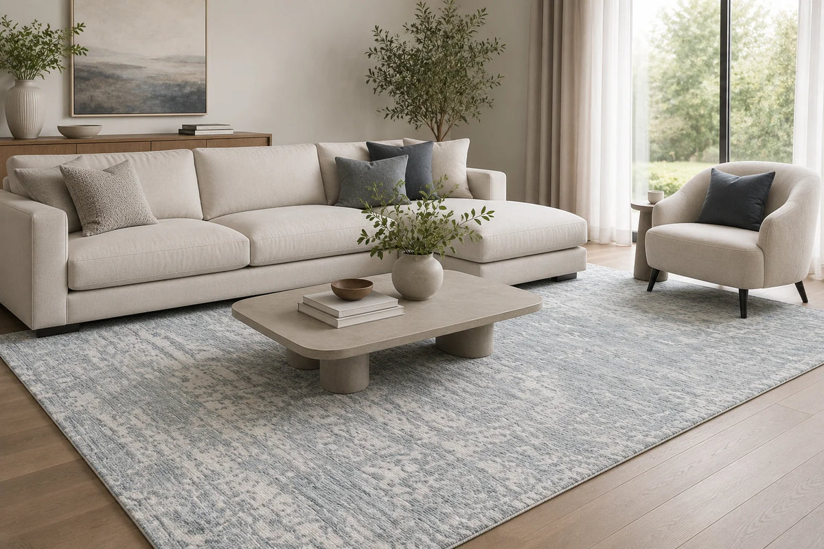 Modern High Low Petrol Textured Rugs