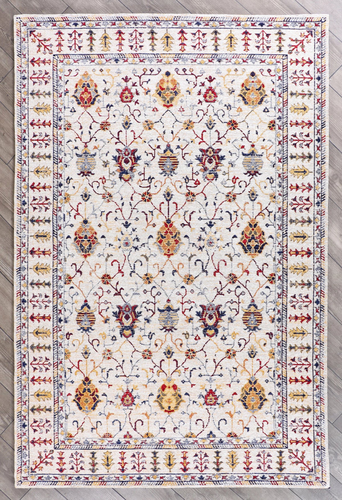 Traditional Floral Rug - Ivory & Multi Vintage Inspired Design
