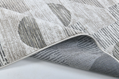 Modern Grey Sound Powerloom Area Rug - Geometric Design