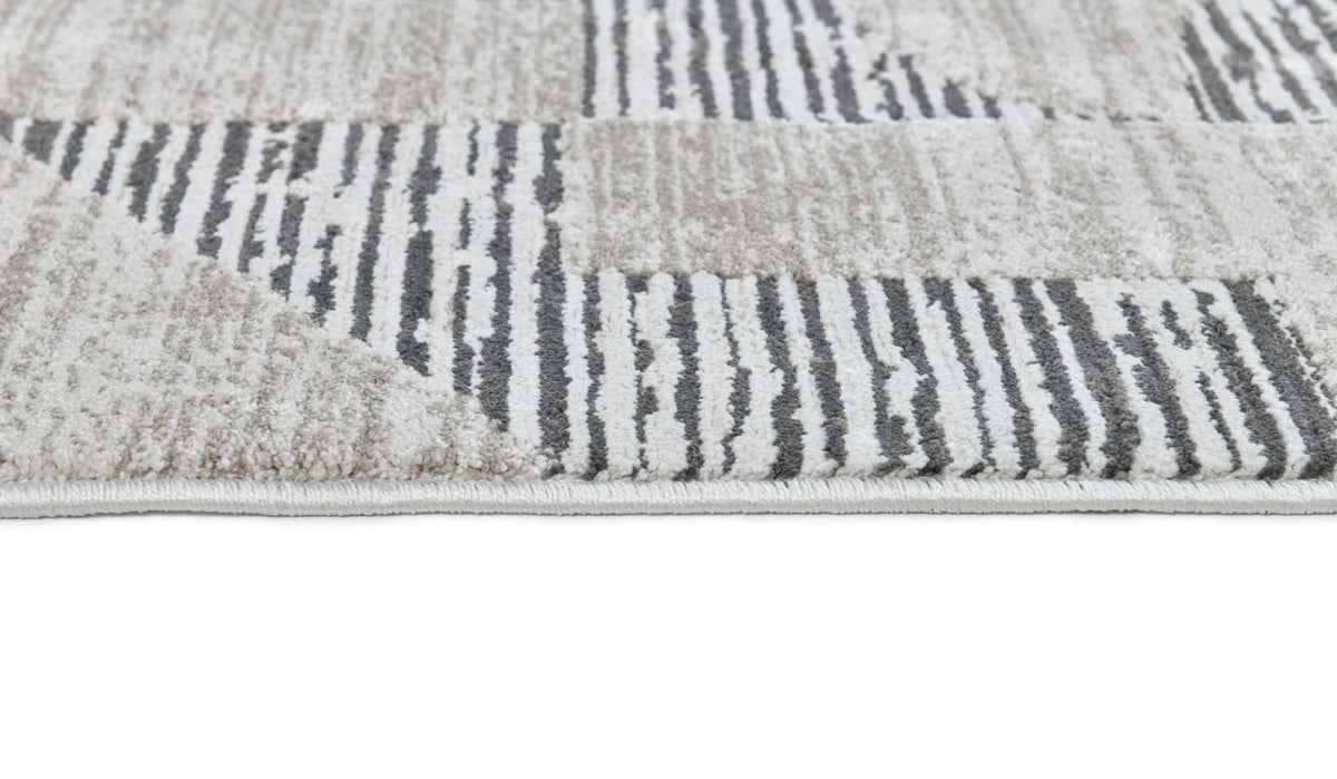 Modern Grey Sound Powerloom Area Rug - Geometric Design
