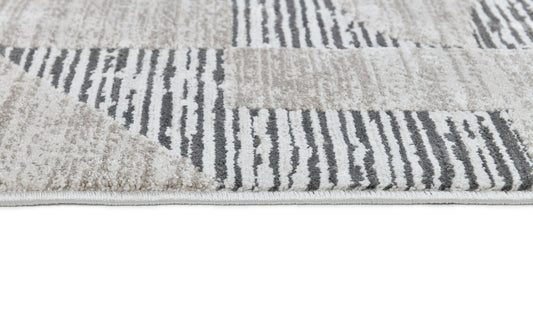Modern Grey Sound Powerloom Area Rug - Geometric Design