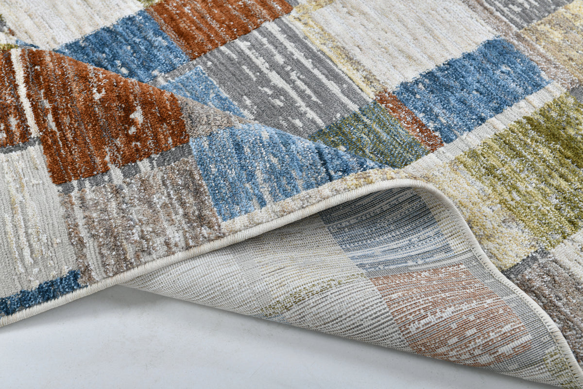 Moto Powerloom Modern Multicolor Geometric Design Rug