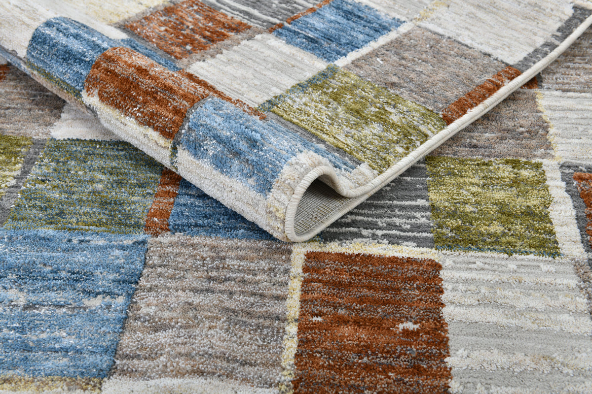 Moto Powerloom Modern Multicolor Geometric Design Rug