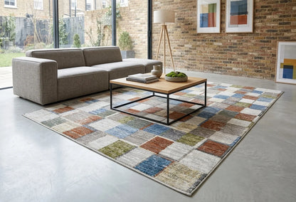 Moto Powerloom Modern Multicolor Geometric Design Rug