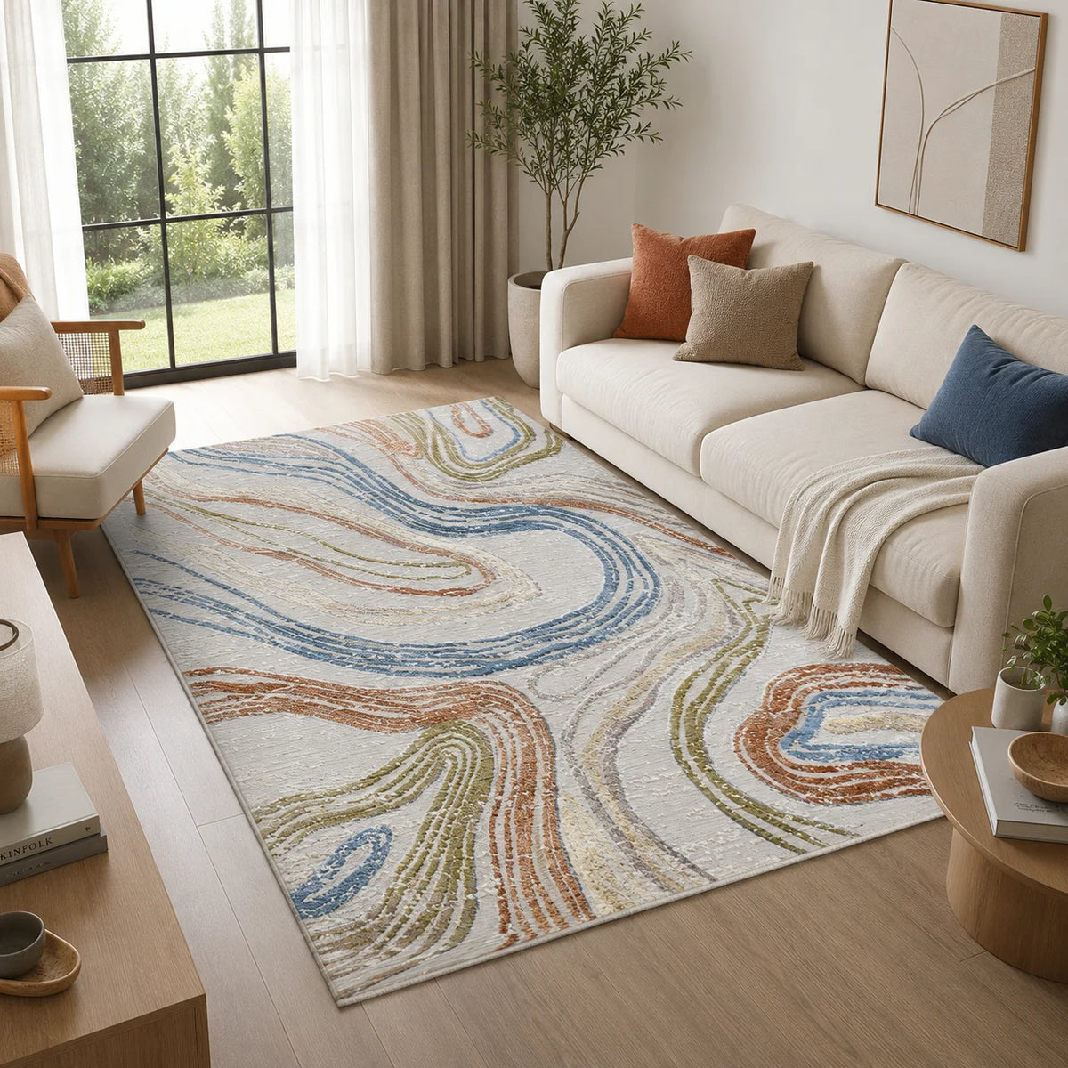 Moto Powerloom Modern wavy Abstract Rug