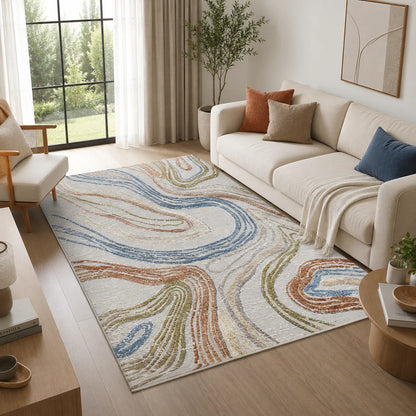 Moto Powerloom Modern wavy Abstract Rug