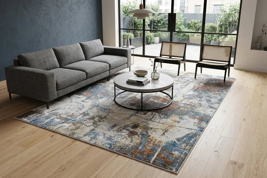 Moto Powerloom Modern Multicolor Area Rug in Abstract Textured Design