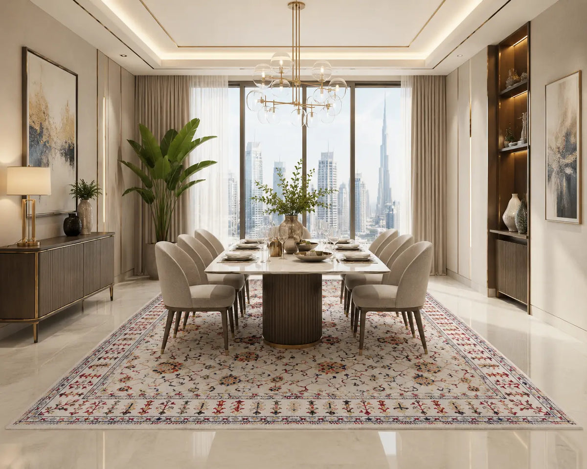 Traditional Floral Rug - Ivory & Multi Vintage Inspired Design